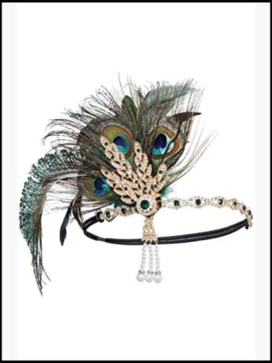 Vintage Flapper Feather Headpiece Roaring 20s Gatsby Costume Headband with